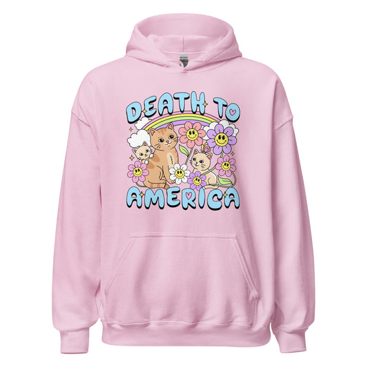 Death to America funny ironic dark humor hoodie