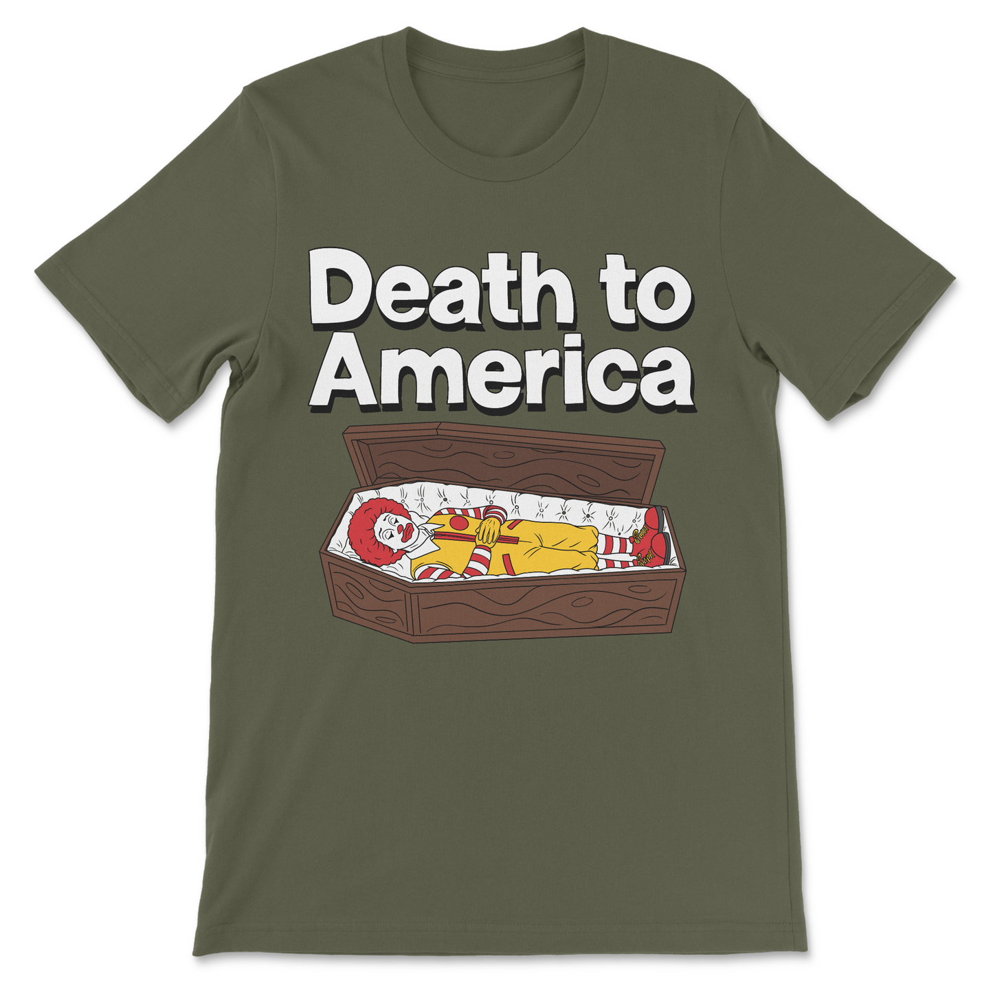 america satire shirt dead clown graphic anti usa humor fast food parody
