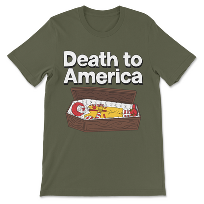 america satire shirt dead clown graphic anti usa humor fast food parody
