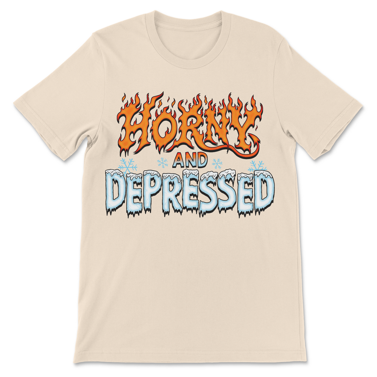 Beige Horny and Depressed funny meme shirt