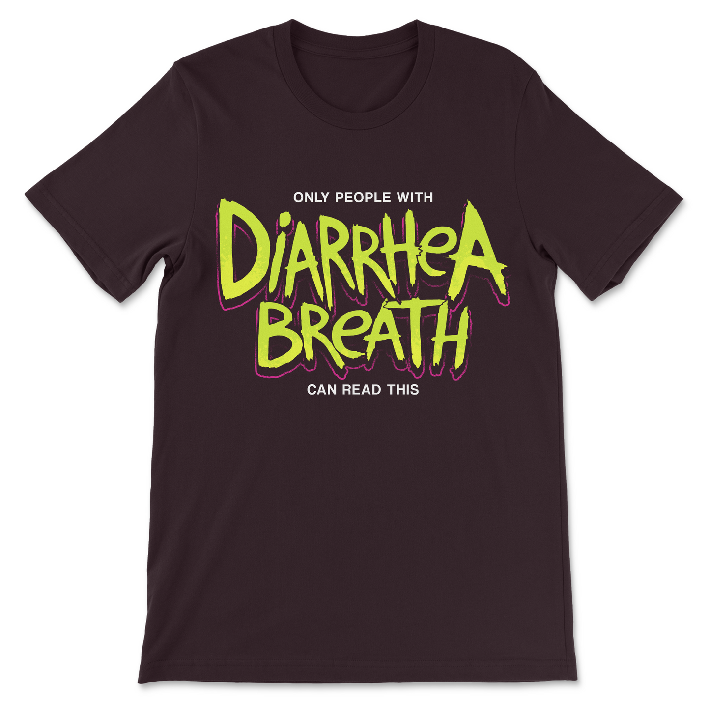 Gross poop joke graphic tee with diarrhea breath slogan
