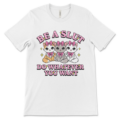Raunchy women’s shirt with inappropriate NSFW humor and bold slogan.