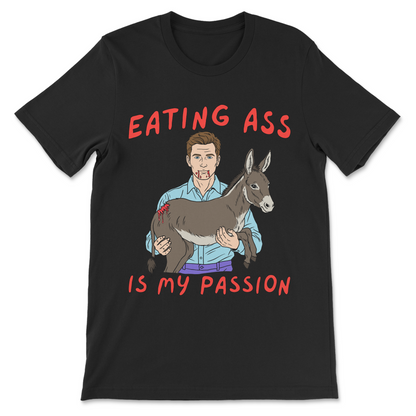 gross humor shirt eating ass design
