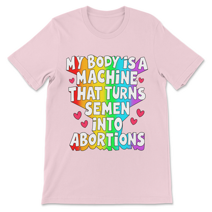 Funny feminist shirt with a pro-choice political slogan.
