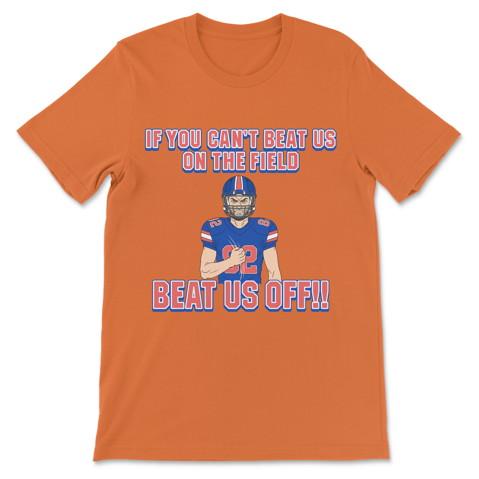 sports parody shirt with immature joke text
