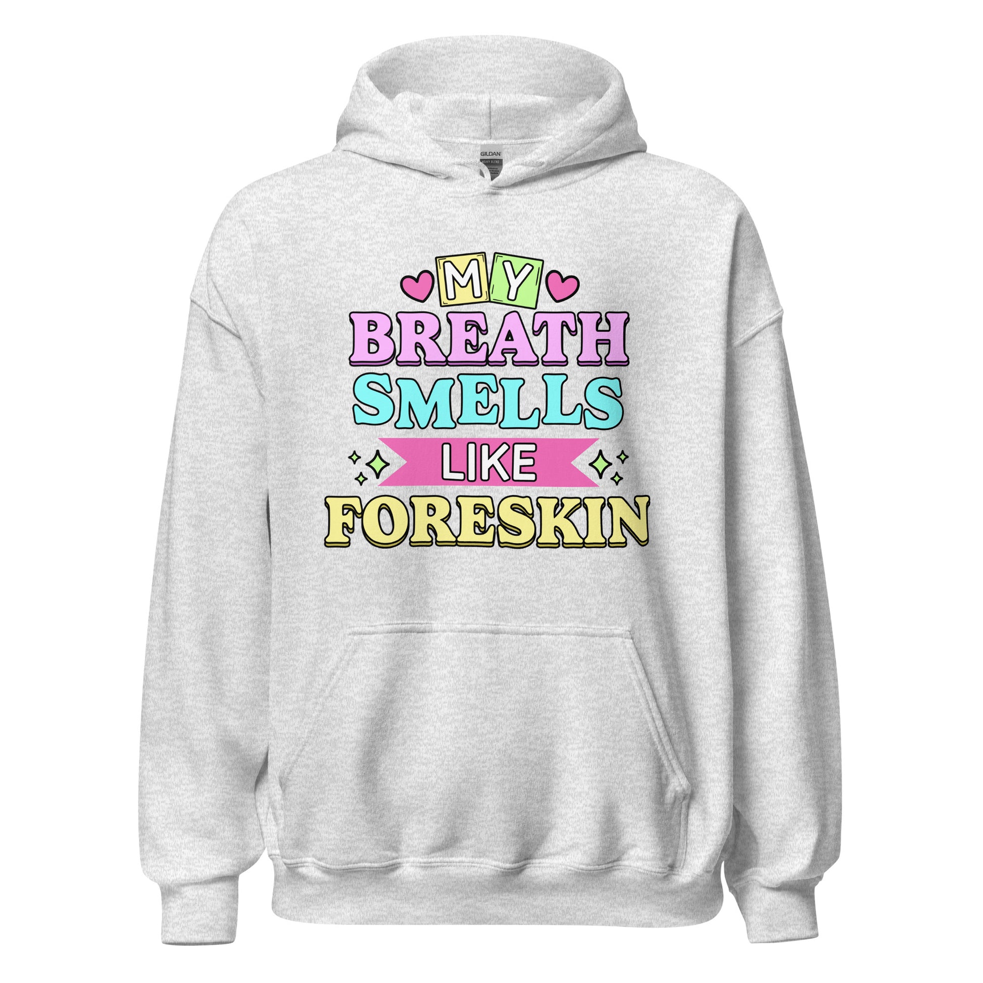 Funny foreskin hoodie with dirty humor and offensive meme design. Perfect for fans of vulgar graphic hoodies and absurd internet fashion.
