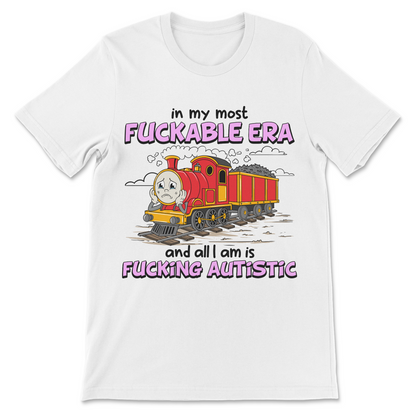 Dark humor autism shirt with a retro-inspired design and self-aware meme slogan.
