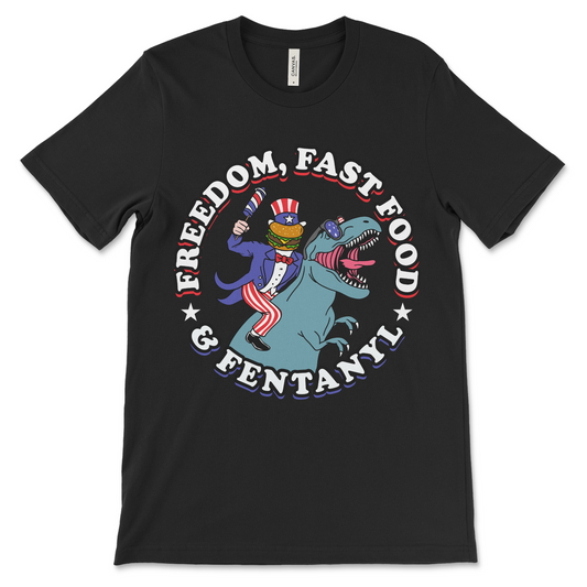 Funny America shirt with dark humor and politically incorrect design. Graphic tee featuring controversial American themes.