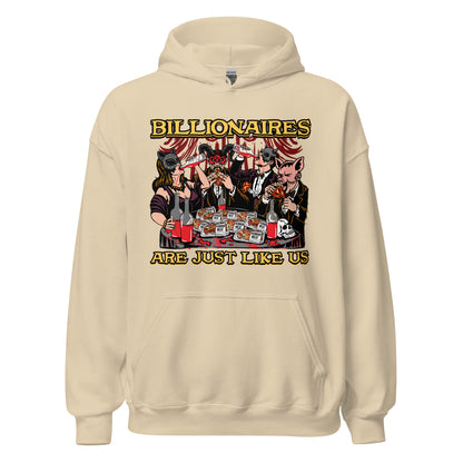 Cynical political meme hoodie about billionaires
