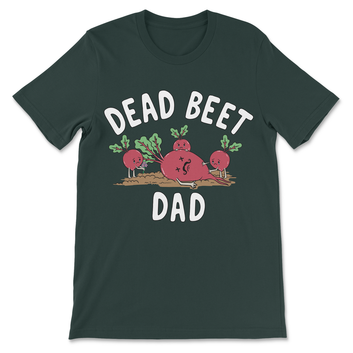 Alternative graphic tee with quirky Dead Beet Dad design for fans of strange humor and weird shirts