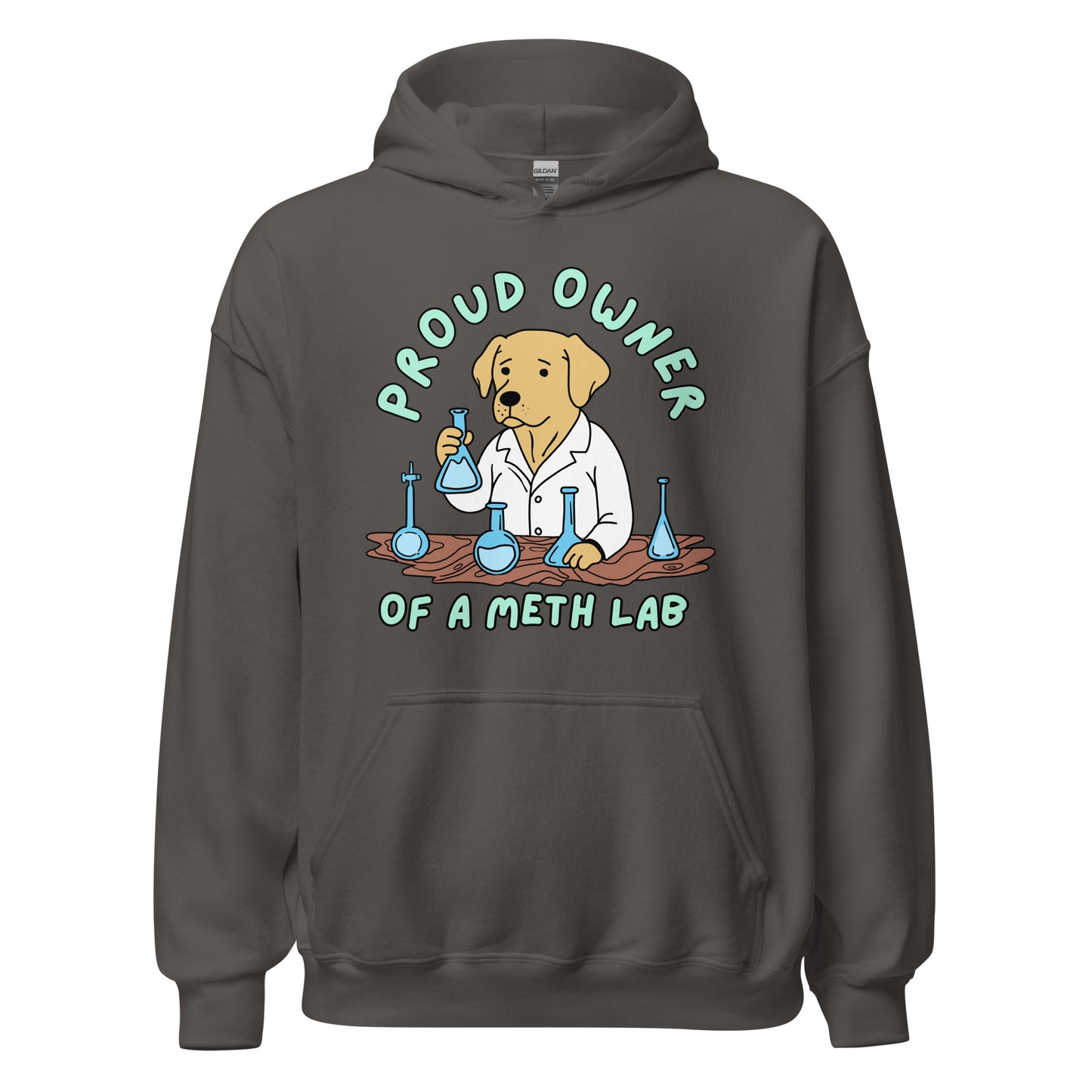 cursed meme hoodie featuring dog meth cook graphic
