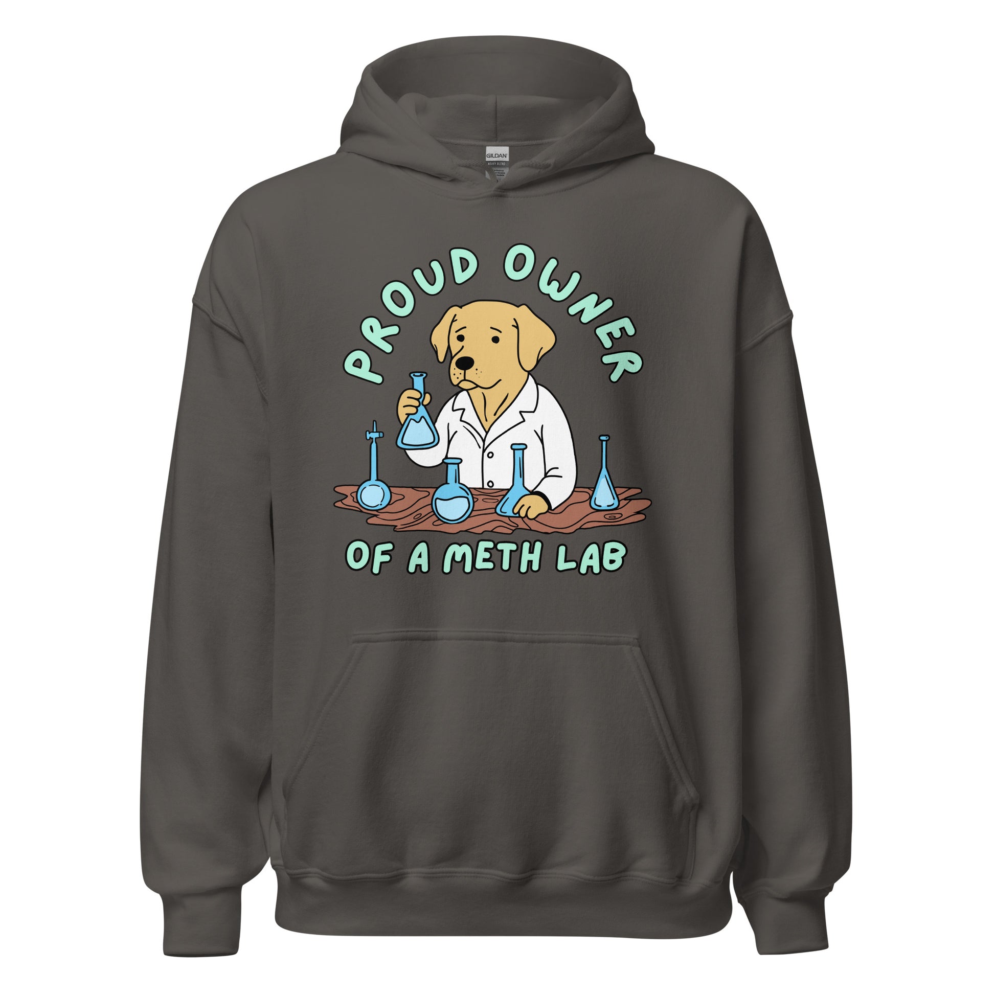 cursed meme hoodie featuring dog meth cook graphic
