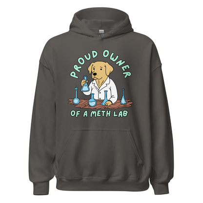 cursed meme hoodie featuring dog meth cook graphic

