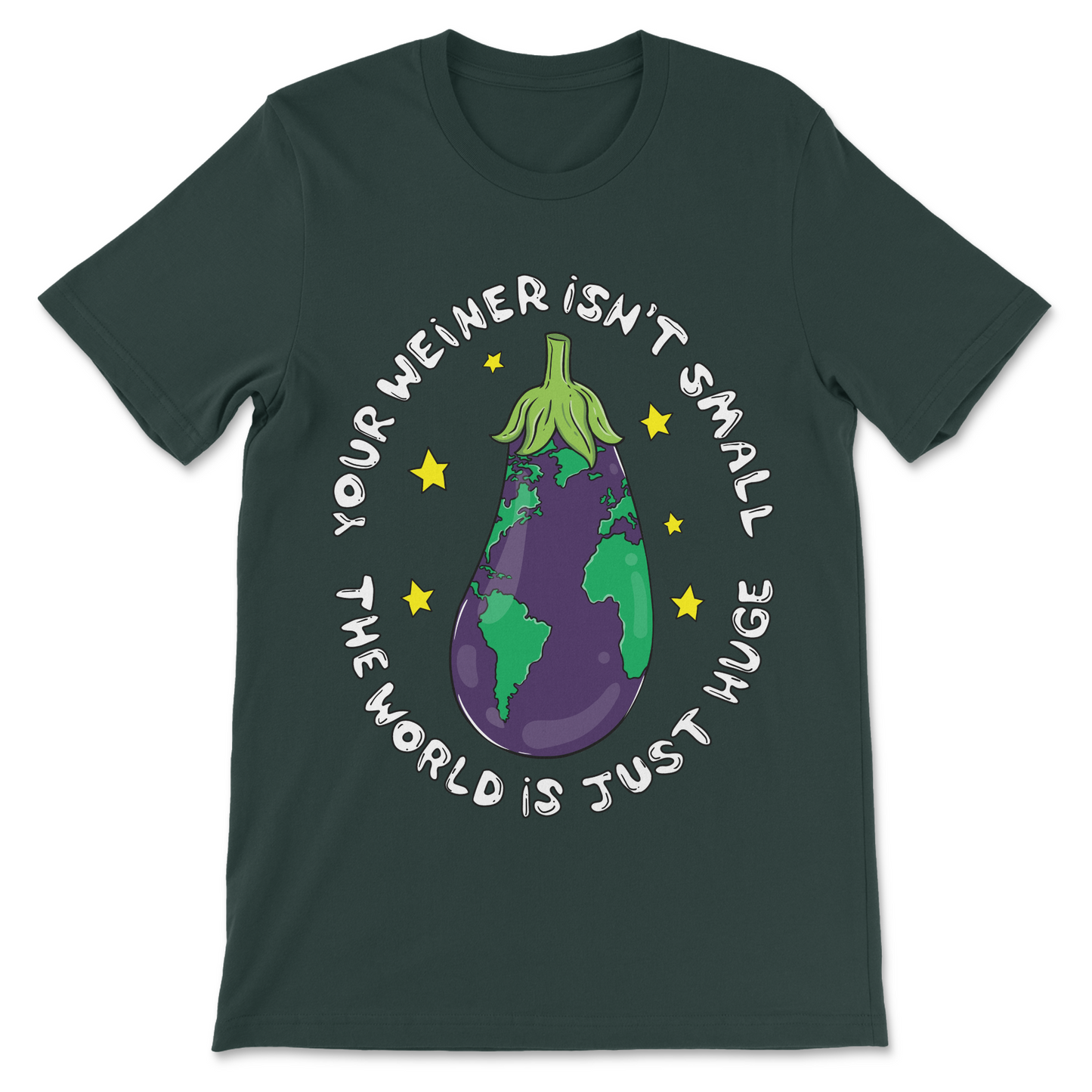 Eggplant Earth shirt with funny wiener joke
