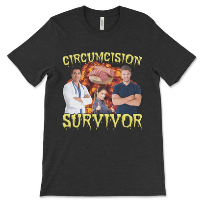 Foreskin shirt featuring explicit joke text for fans of vulgar and obscene humor.
