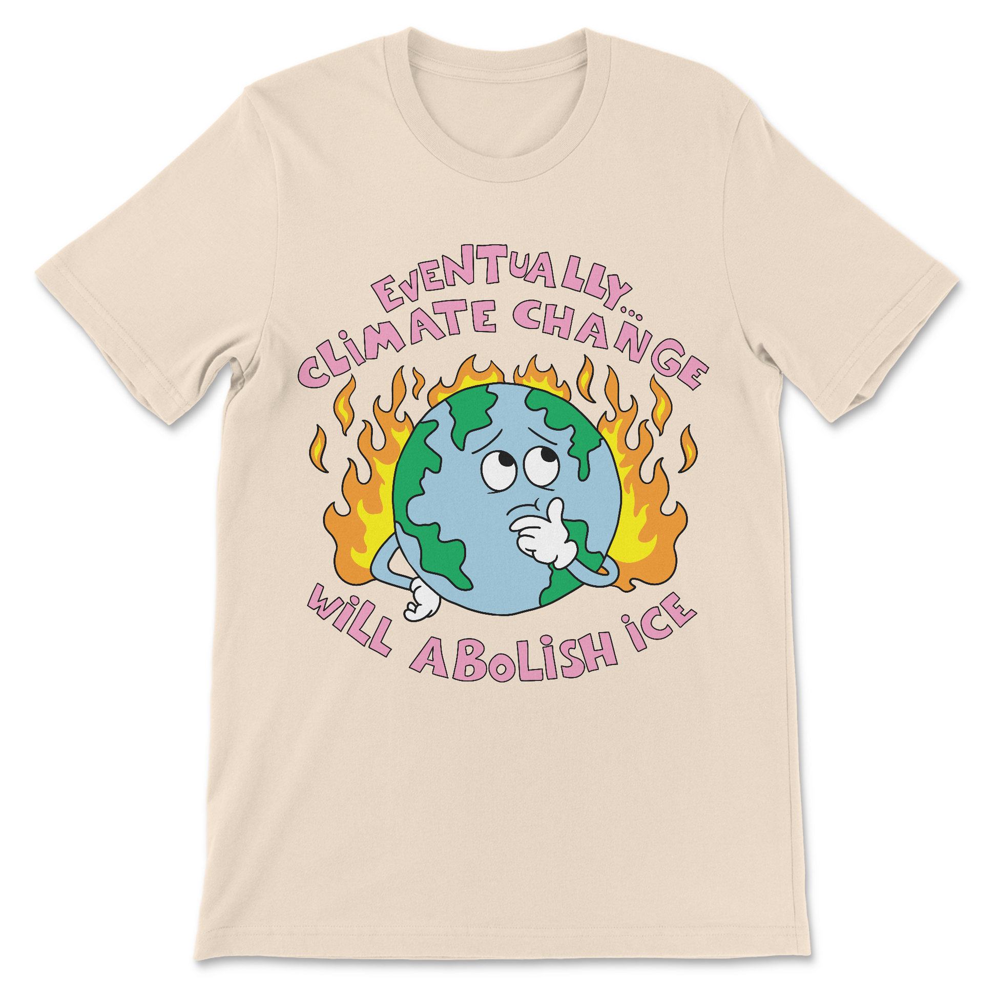 Dark humor anti-ICE T-shirt with text graphic
