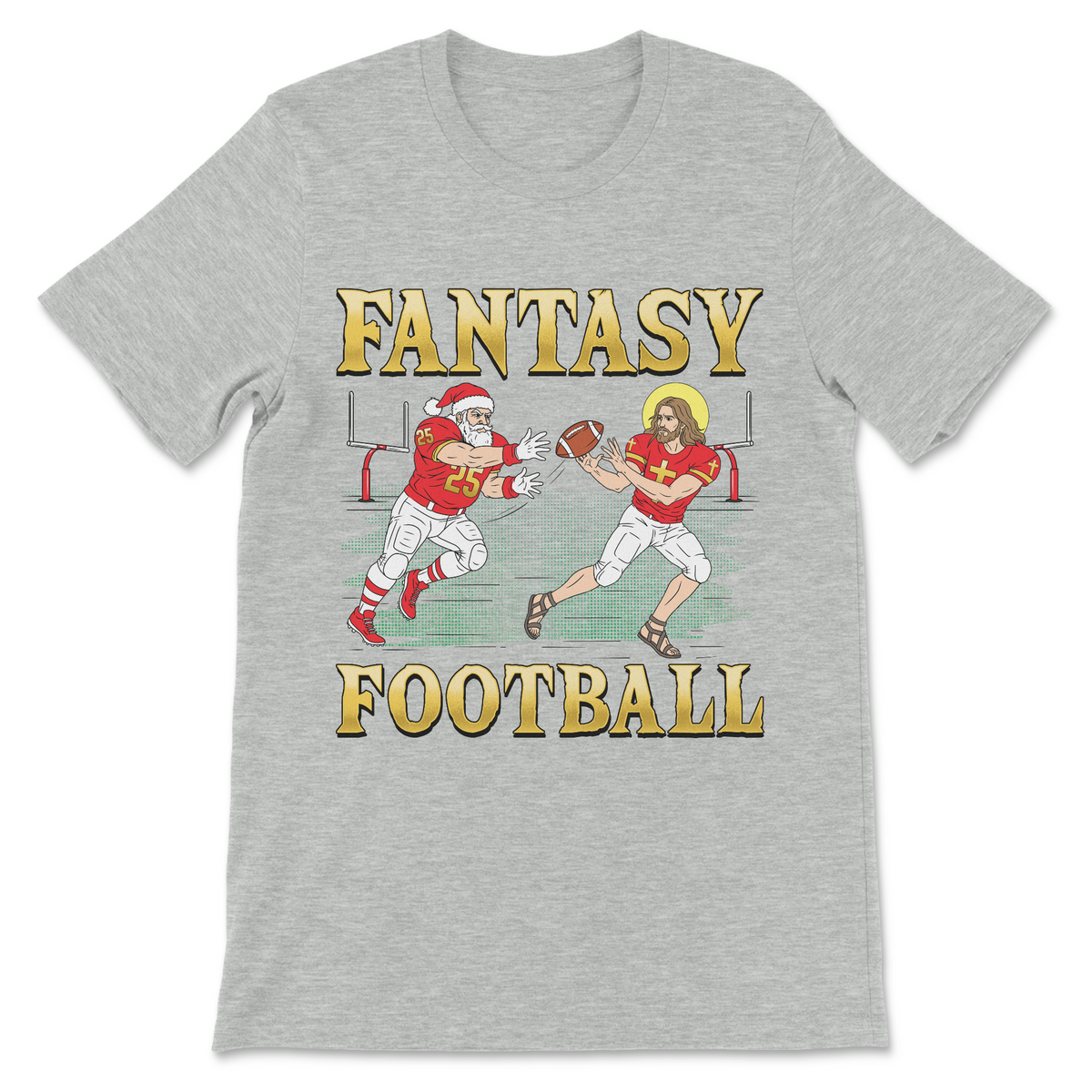 Fantasy Football Jesus meme shirt with Santa Claus