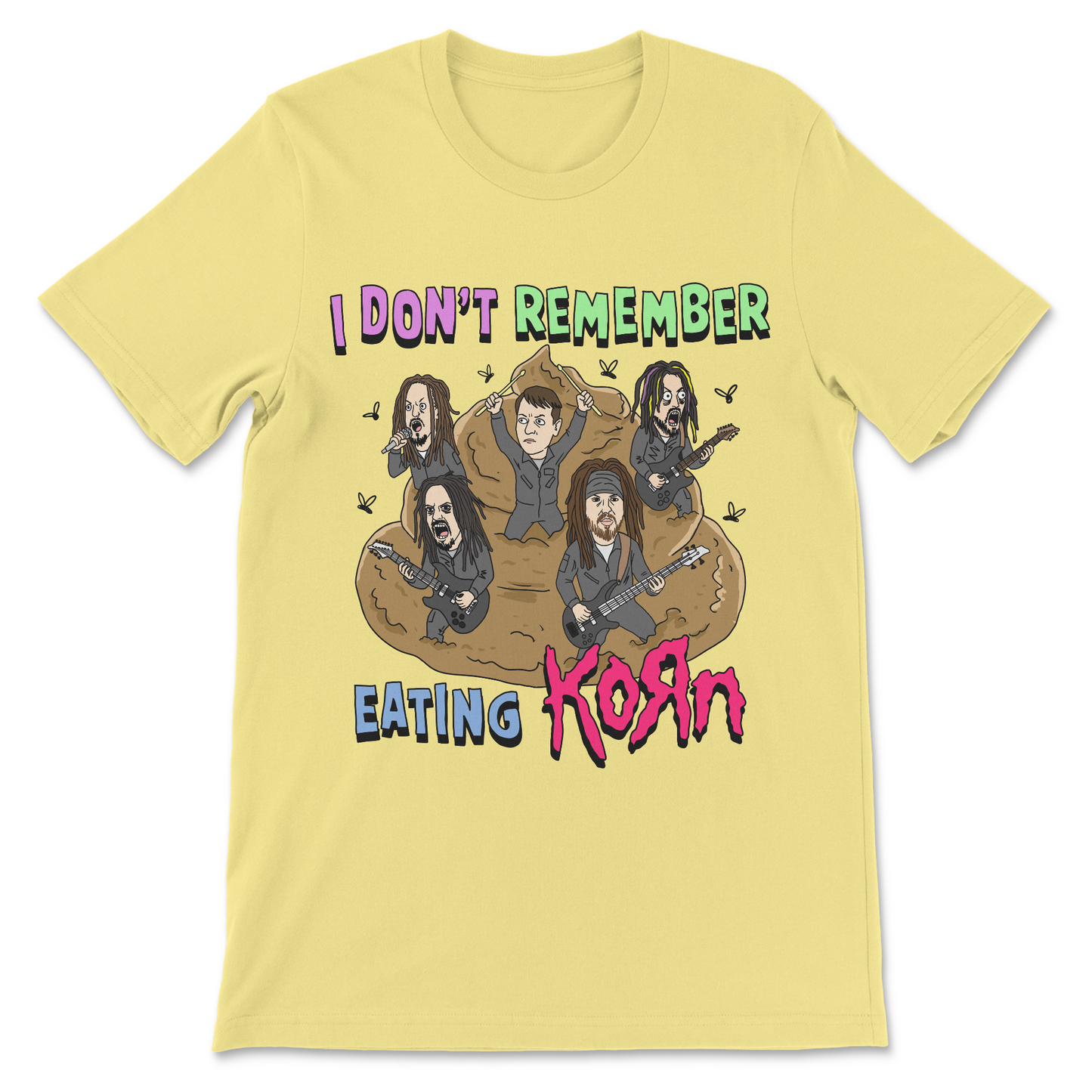 Korn parody shirt with I Don’t Remember Eating Korn text

