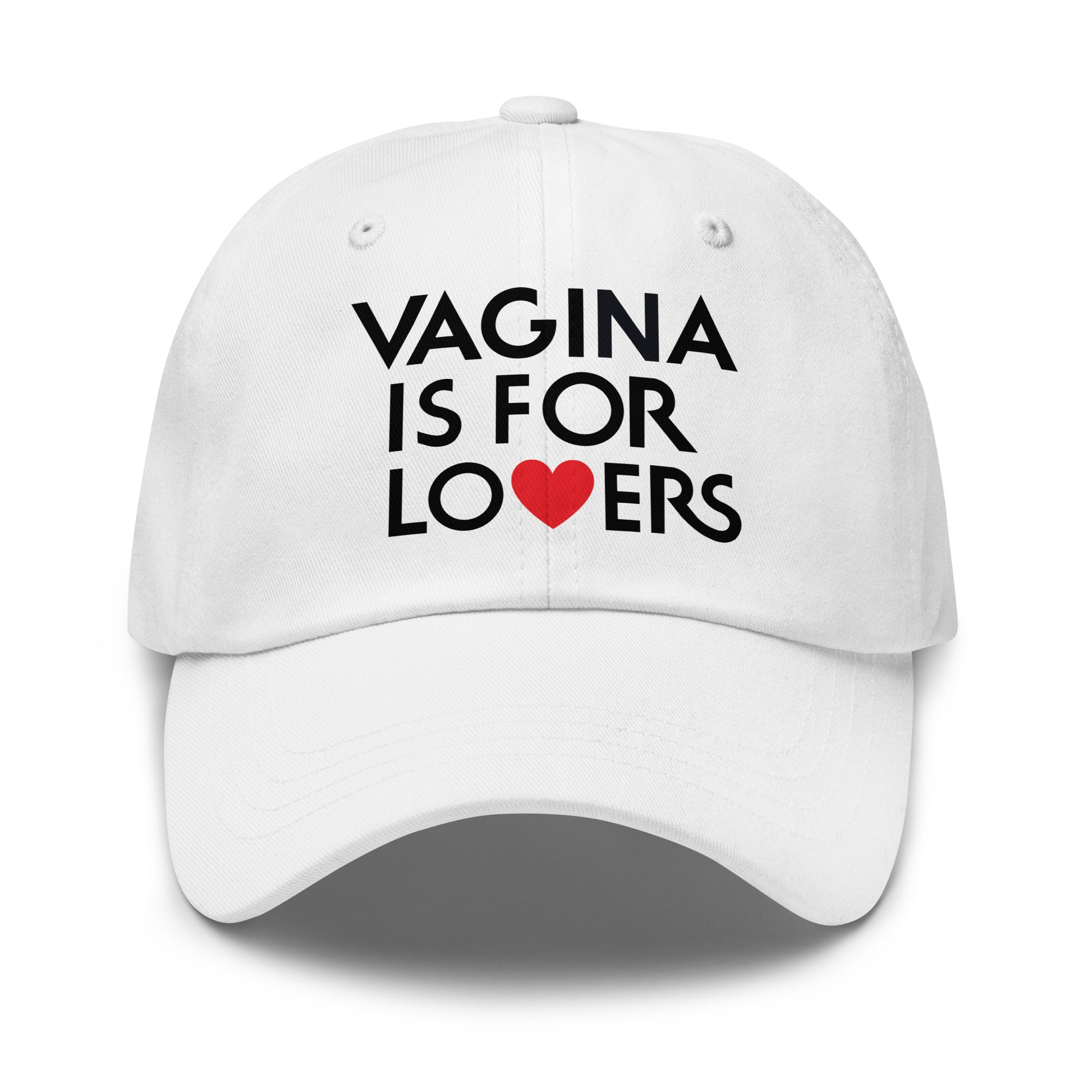 Offensive raunchy dad hat with naughty dirty slogan and lesbian humor twist.
