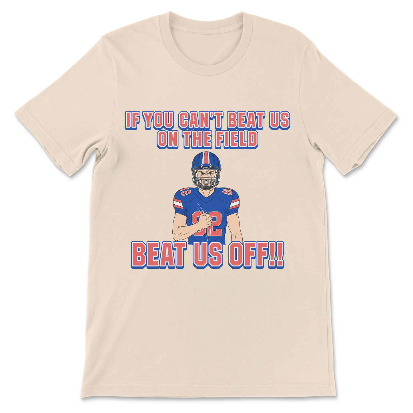 football meme shirt featuring crude sports joke
