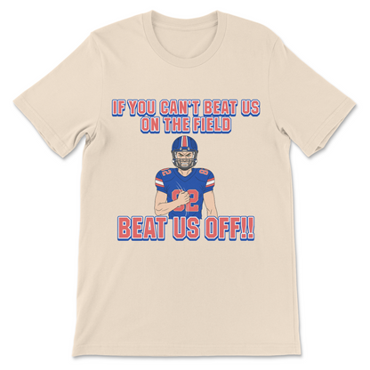 football meme shirt featuring crude sports joke
