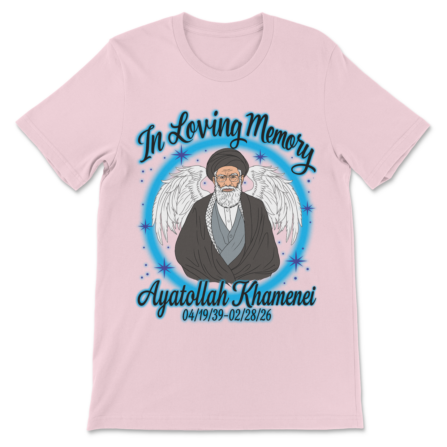 an ironic political humor tee with ayatollah khamenei