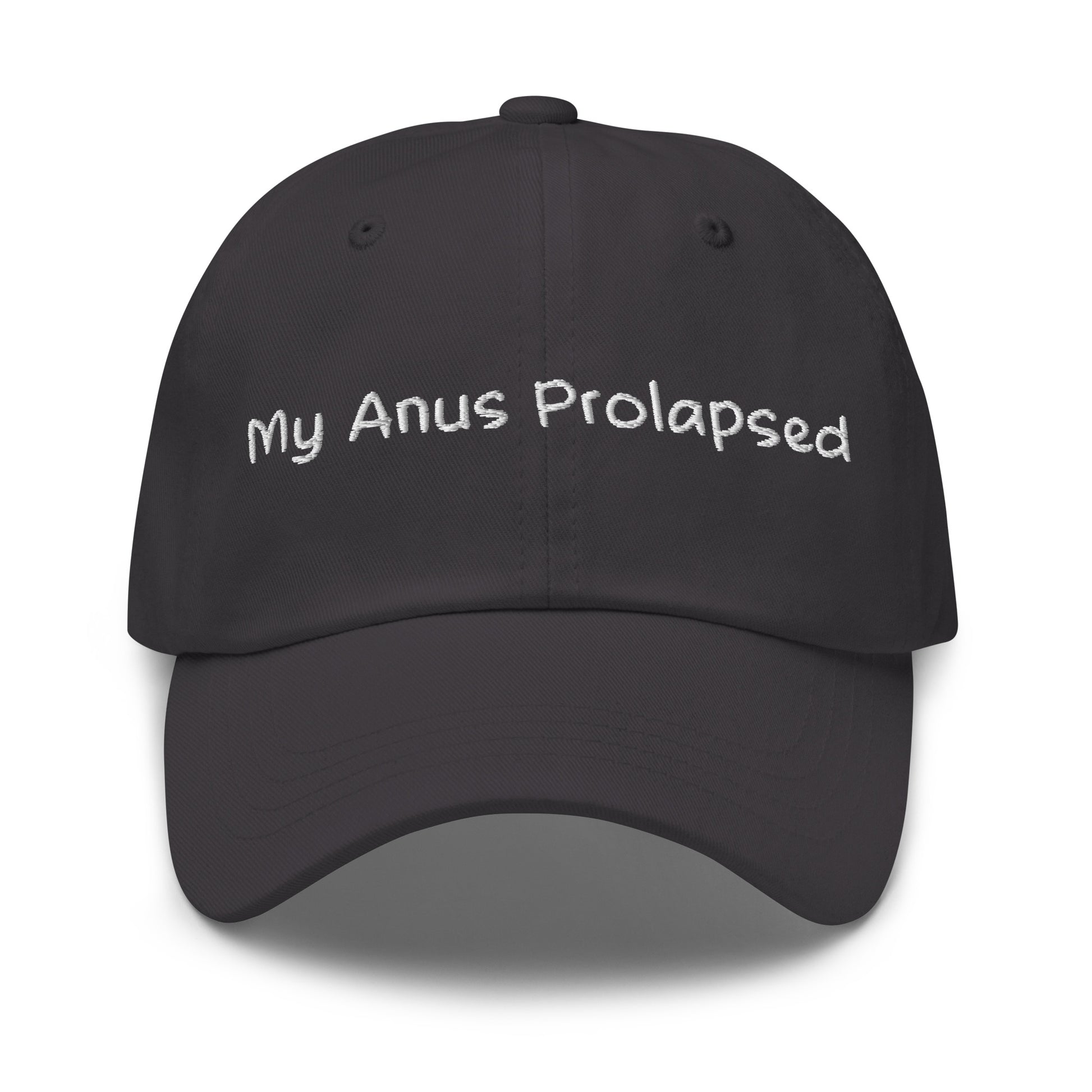 my anus prolapsed text on a stupid unwearable dad hat