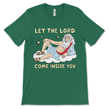 Dirty Christian meme shirt for people who hate organized religion. Rude slogan tee with sexual church humor.

