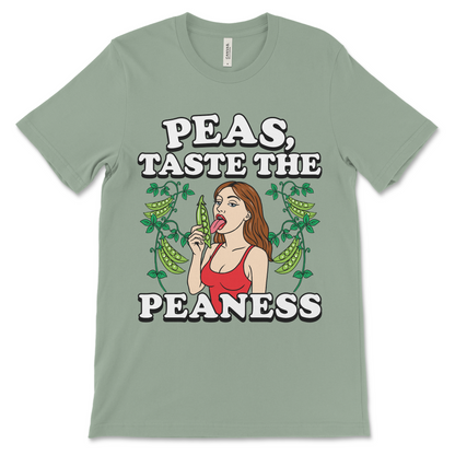 Funny inappropriate shirt with pea pod design, offensive meme tee and dark humor raunchy tshirts.
