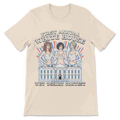 Funny meme shirt featuring a fictional White House entertainment event.
