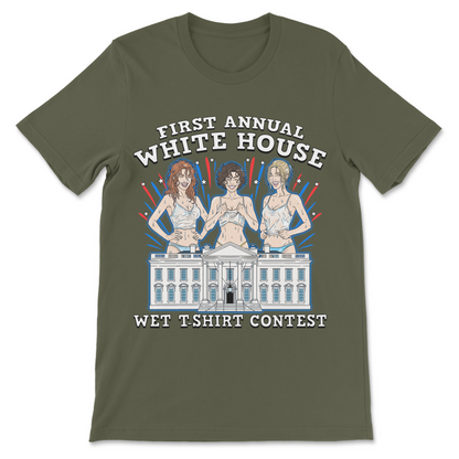 Funny White House shirt with a parody contest design and political humor.
