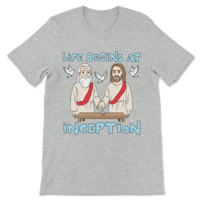 Dark humor shirt showing Jesus and God in a bizarre pose
