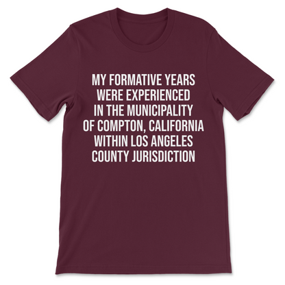 funny music shirt about rap music and a satirical Compton reference 