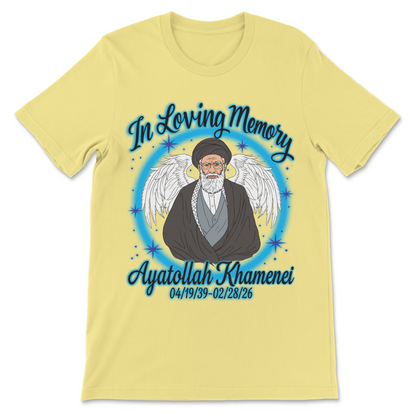 graphic shirt with an In Loving Memory Ayatollah Khamenei design styled like a classic memorial tribute tee.
