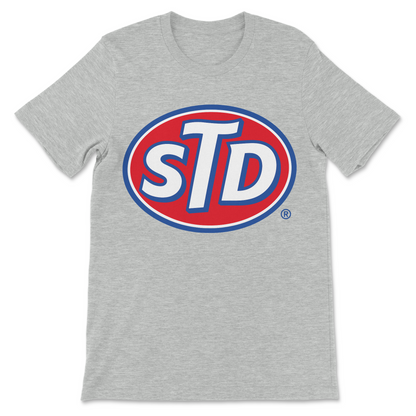 Funny 90s music parody shirt featuring an STD logo.
