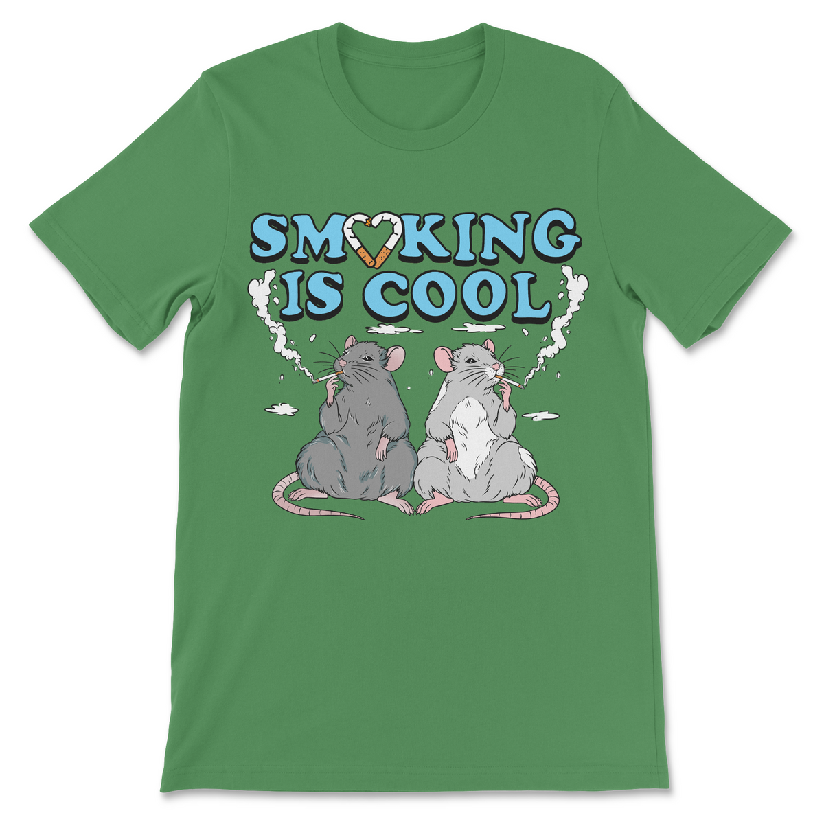 Funny smoker shirt featuring cartoon rats with cigarettes, sarcastic smoking joke, irreverent humor and unusual graphic artwork
