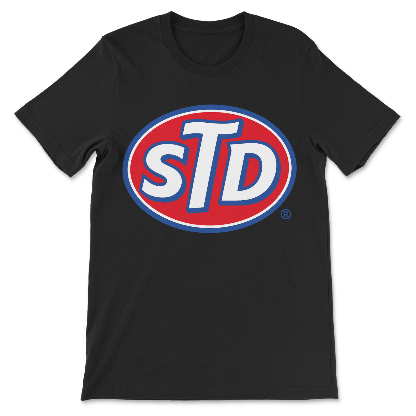 Funny band parody shirt featuring STD in a 90s grunge-inspired logo.
