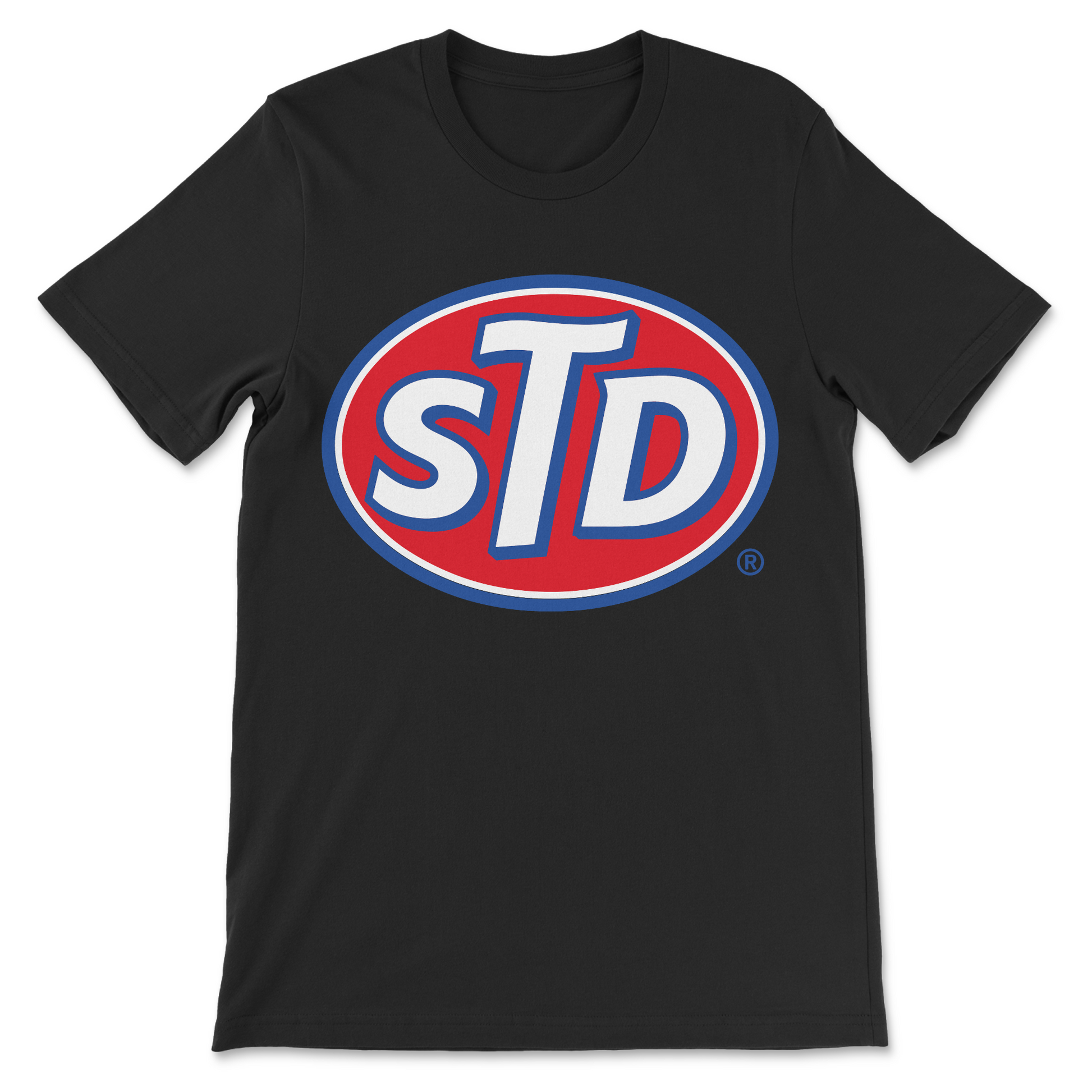 Funny band parody shirt featuring STD in a 90s grunge-inspired logo.
