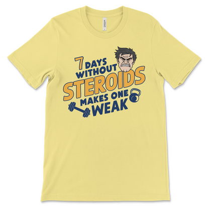 Cringe bodybuilding shirt that mocks fake natty lifters with a testosterone-fueled joke. A must-have dark humor shirt for fans of roid rage memes.