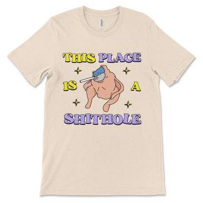 Really offensive shirt with inappropriate theme. Targets those who enjoy rude shirts and anti-government humor.
