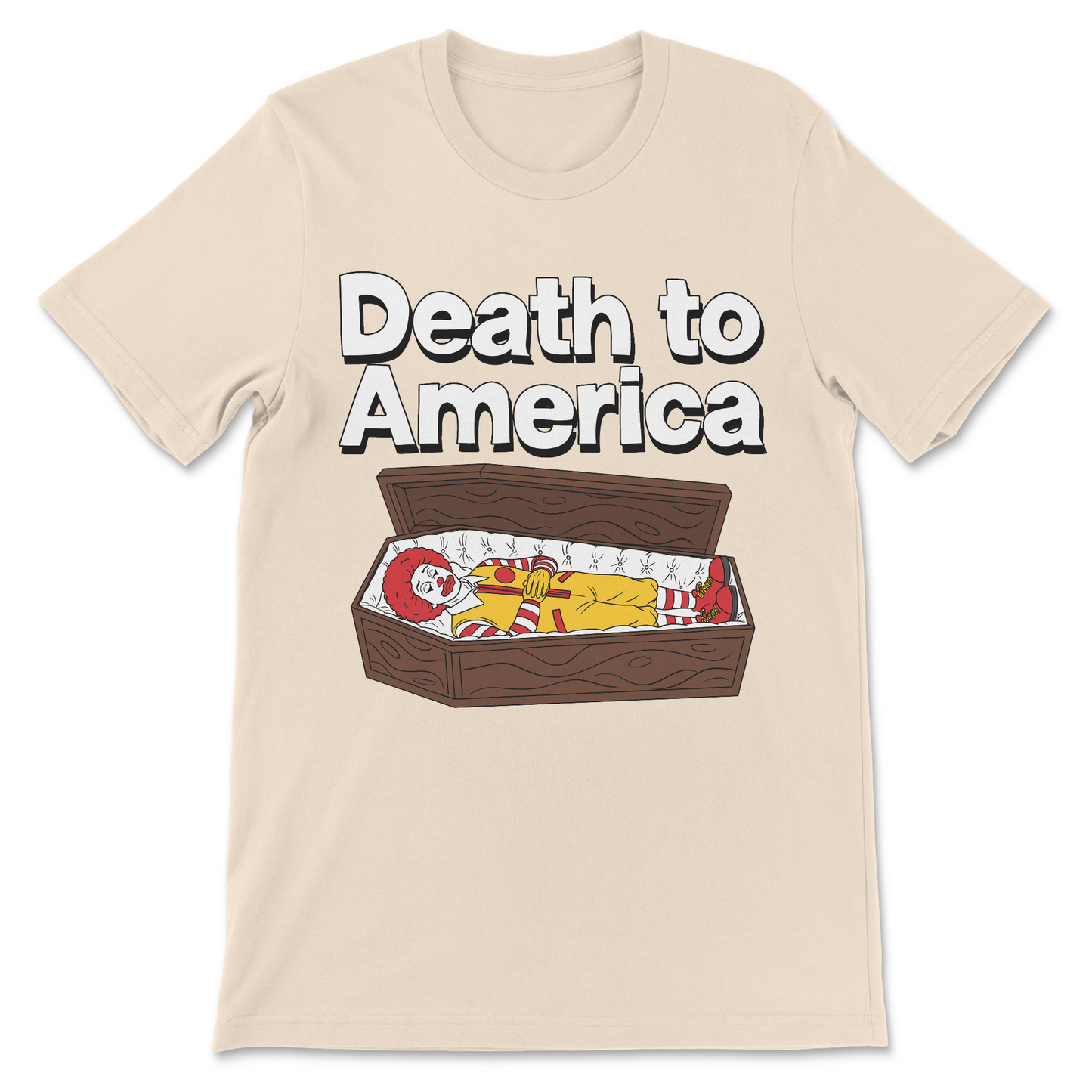 funny anti america shirt dead clown design fast food culture satire
