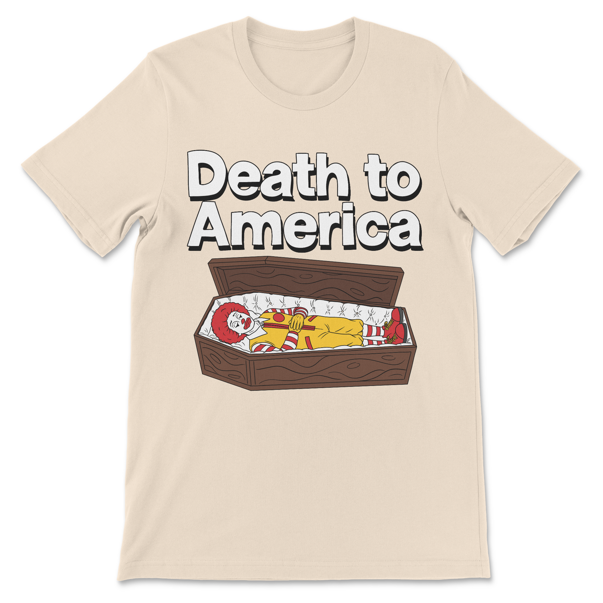 funny anti america shirt dead clown design fast food culture satire

