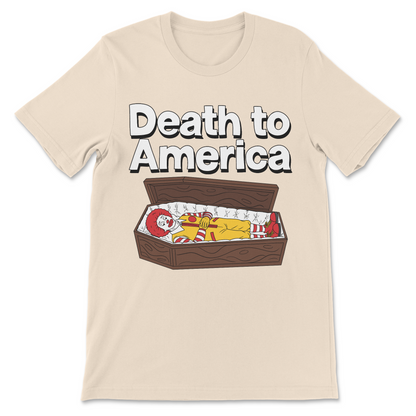 funny anti america shirt dead clown design fast food culture satire
