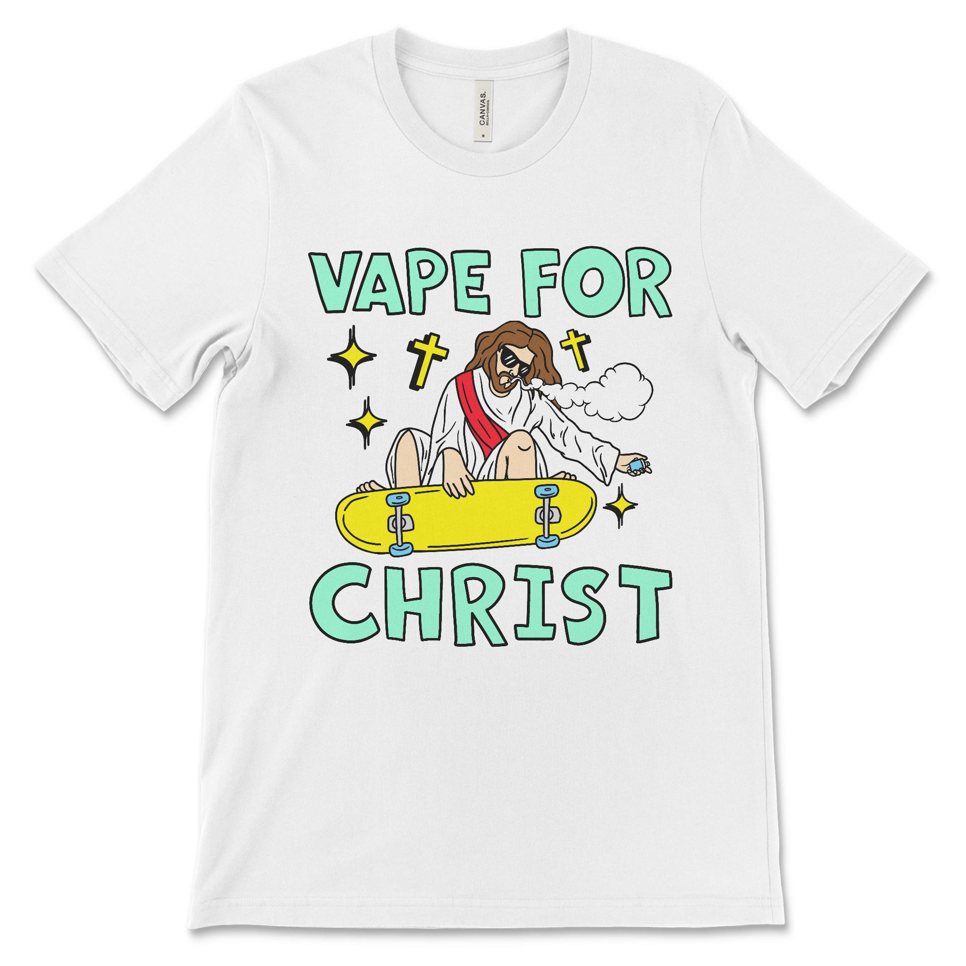 This Vape for Christ shirt is a religious satire meme tee, ironic Christian humor shirt, funny Jesus meme t-shirt, sarcastic religion shirt for vape meme lovers.
