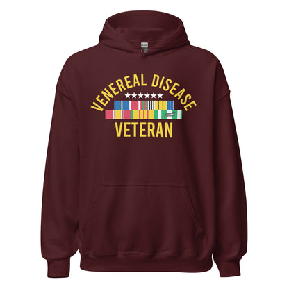 Funny vulgar hoodie with embarrassing Venereal Disease Veteran print
