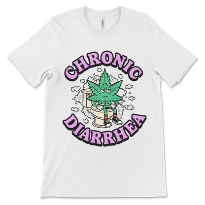 Crude stoner shirt with dark humor, combining marijuana jokes and bowel humor. Great for fans of bad pun graphic tees.