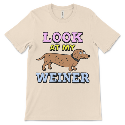 Funny wiener dog shirt with a playful and filthy pun. Perfect for fans of offensive humor and novelty animal tees.