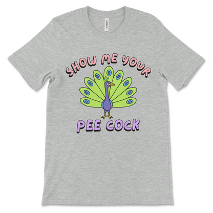 Offensive peacock pun shirt with adult humor. A cheeky tee for bird lovers, gag gifts, and anyone into rude, inappropriate, or sarcastic t-shirts.