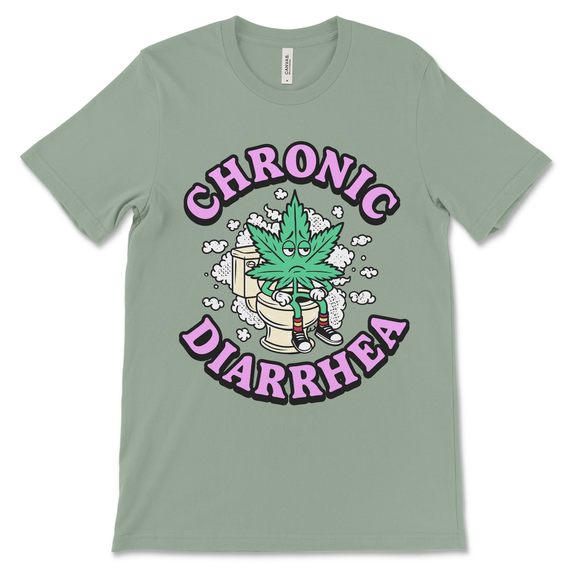 Chronic diarrhea marijuana shirt, weed leaf toilet graphic, stoner humor t-shirt, offensive poop joke novelty tee.