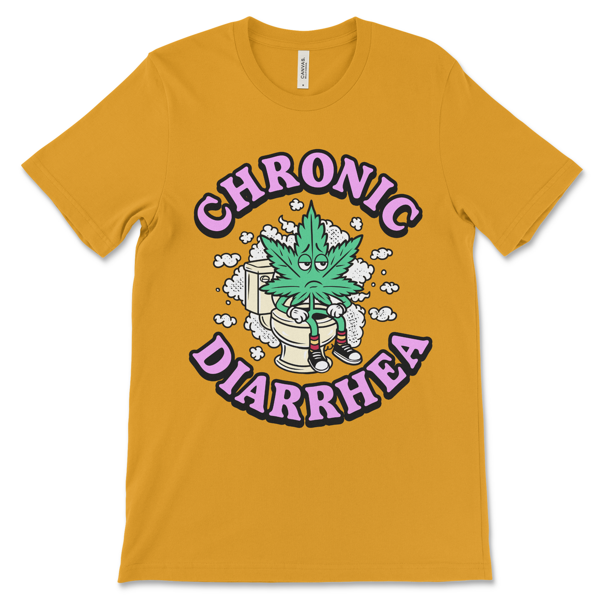 Chronic diarrhea marijuana shirt, weed leaf toilet graphic, stoner humor t-shirt, offensive poop joke novelty tee.